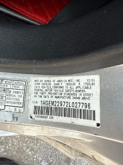 2002 Honda Civic Location - Imports - Row 44 - Stock # H49252