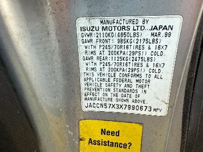 1999 Isuzu VehiCROSS Location - Imports - Row 13 - Stock # H49088