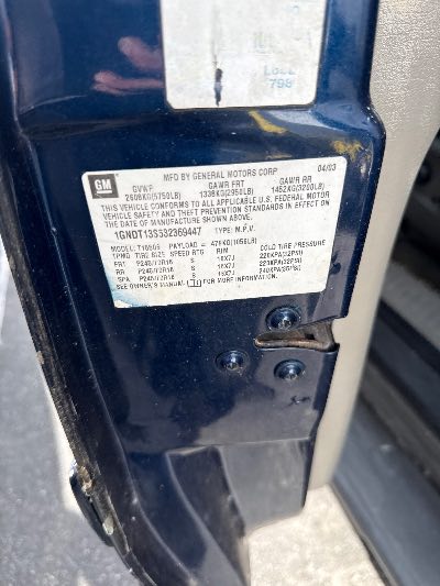 2003 Chevrolet TrailBlazer Location - GM - Row 41 - Stock # H49304