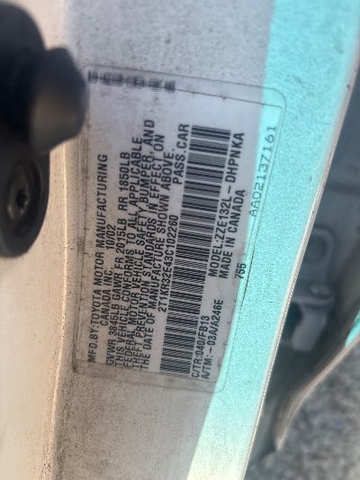 2003 Toyota Matrix Location - Imports - Row 1 - Stock # H49317