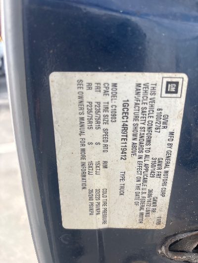 1996 Chevrolet C/K 1500 Location - Large Trucks & Vans - Row 29 - Stock # H49499