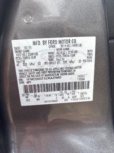 2012 Ford Escape Location - Ford - Row 35 - Stock # H49558