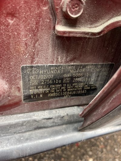 2004 Hyundai Santa Fe Location - Imports - Row 19 - Stock # H50288