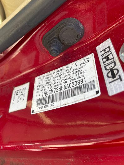 2005 Honda Accord Location - Imports - Row 26 - Stock # H50610