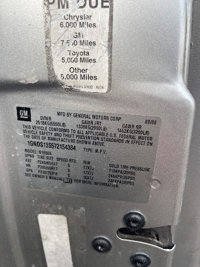 2007 Chevrolet TrailBlazer Location - GM - Row 41 - Stock # H50693