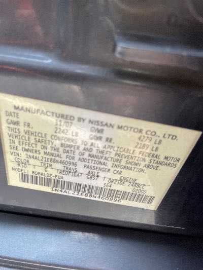 2008 Nissan Altima Location - Imports - Row 21 - Stock # H50294