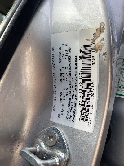 2000 Mazda MPV Location - Imports - Row 2 - Stock # H50655