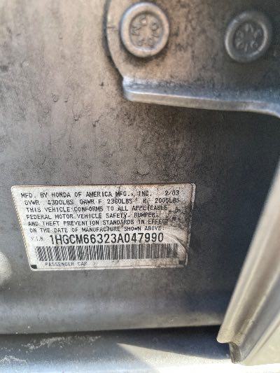 2003 Honda Accord Location - Imports - Row 21 - Stock # H50726