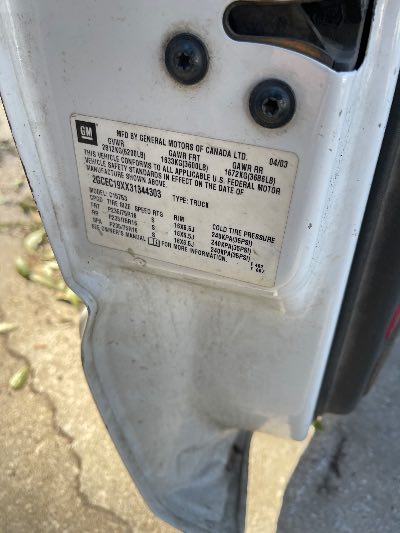 2003 Chevrolet Silverado 1500 Location - Large Trucks & Vans - Row 24 - Stock # H50628