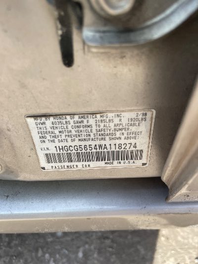 1998 Honda Accord Location - Imports - Row 5 - Stock # H50847