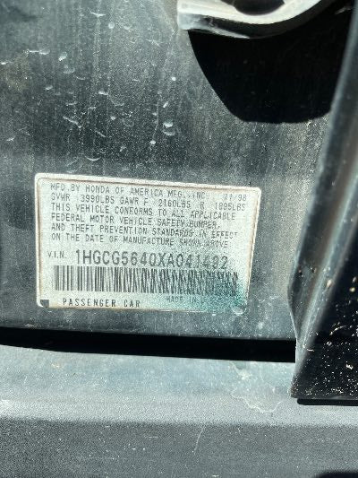 1999 Honda Accord Location - Imports - Row 42 - Stock # H50899