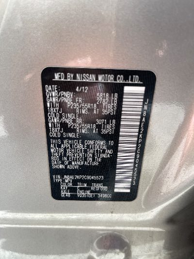 2012 Nissan Quest Location - Imports - Row 7 - Stock # H50915