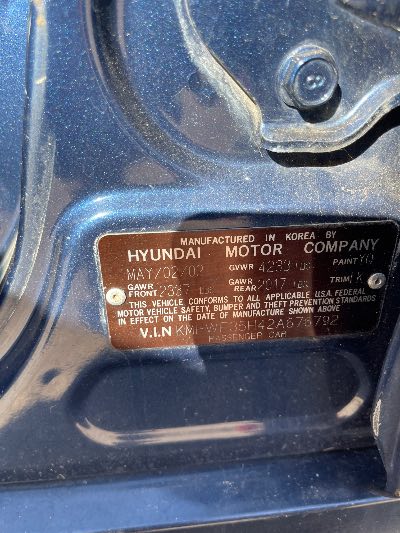 2002 Hyundai Sonata Location - Imports - Row 42 - Stock # H50924