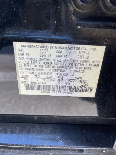 2008 Nissan Altima Location - Imports - Row 45 - Stock # H50947