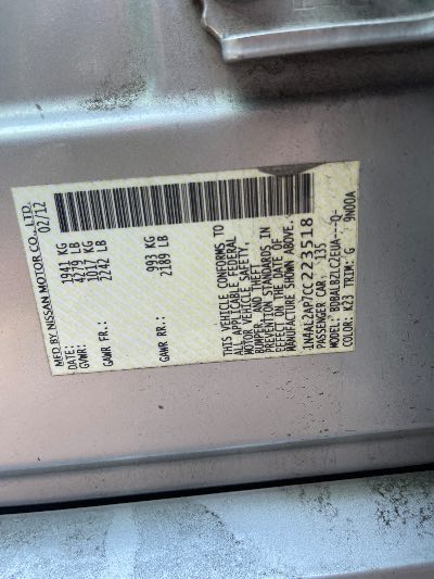 2012 Nissan Altima Location - Imports - Row 8 - Stock # H50946