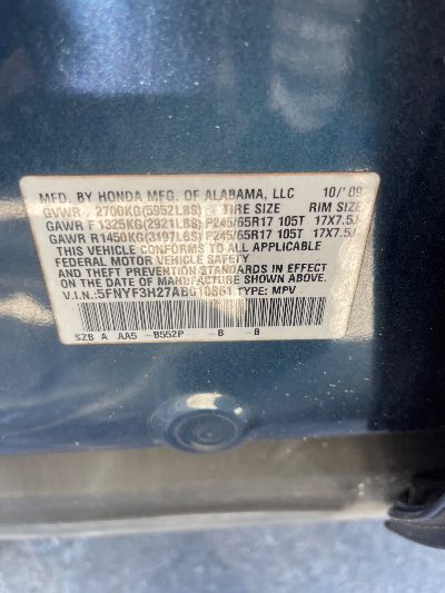 2010 Honda Pilot Location - Imports - Row 3 - Stock # H50932