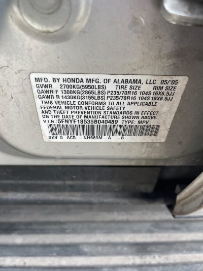 2005 Honda Pilot Location - Imports - Row 5 - Stock # H51083