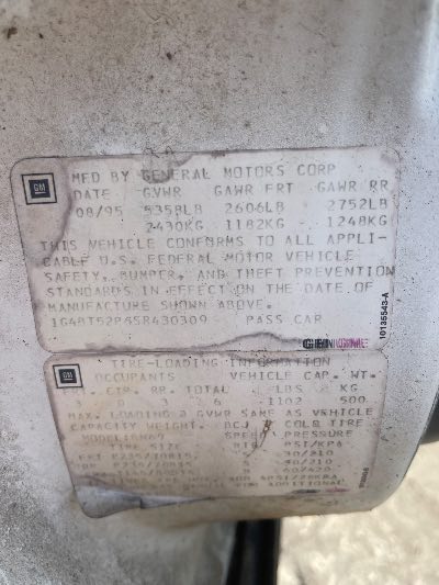 1995 Buick Roadmaster Location - GM - Row 31 - Stock # H51133