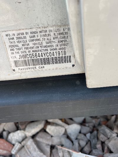 2000 Honda Accord Location - Imports - Row 21 - Stock # H51000