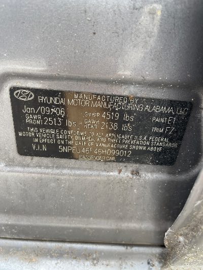 2006 Hyundai Sonata Location - Imports - Row 6 - Stock # H51091
