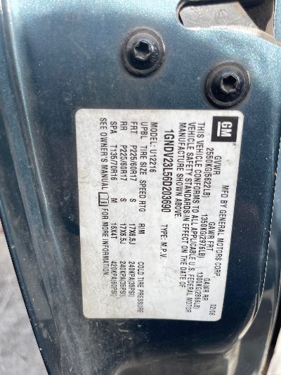 2006 Chevrolet Uplander Location - GM - Row 35 - Stock # H51362