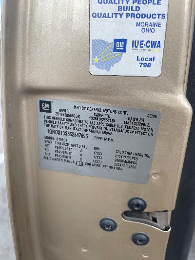 2006 Chevrolet TrailBlazer Location - GM - Row 37 - Stock # H51447