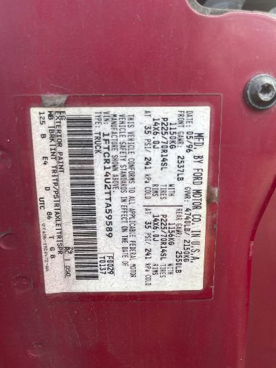 1996 Ford Ranger Location - Ford - Row 29 - Stock # H51452