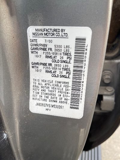 2001 Nissan Pathfinder Location - Imports - Row 22 - Stock # H51446