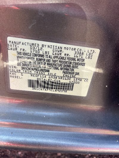 2012 Nissan Versa Location - Imports - Row 21 - Stock # H51477