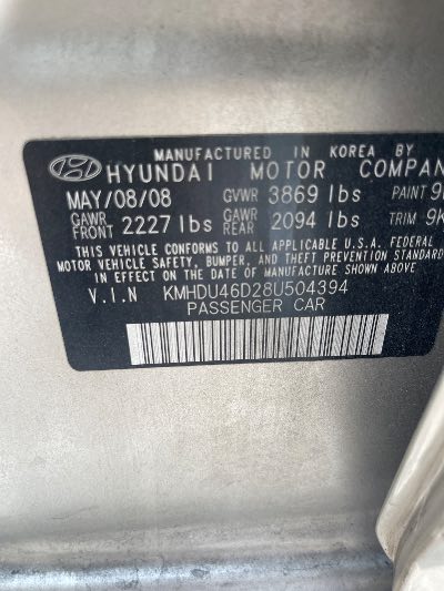 2008 Hyundai Elantra Location - Imports - Row 22 - Stock # H51471