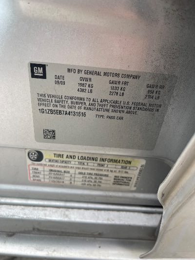 2010 Chevrolet Malibu Location - GM - Row 37 - Stock # H51502