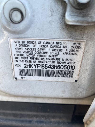 2003 Honda Pilot Location - Imports - Row 30 - Stock # H51511