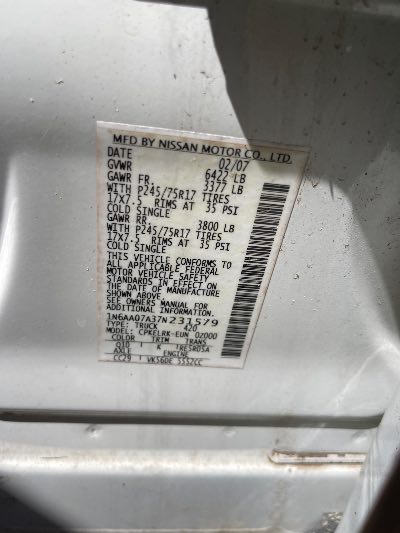 2007 Nissan Titan Location - Large Trucks & Vans - Row 16 - Stock # H51556