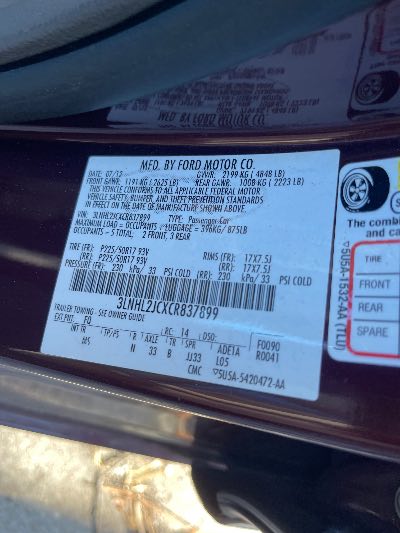 2012 Lincoln MKZ Location - Ford - Row 30 - Stock # H51582