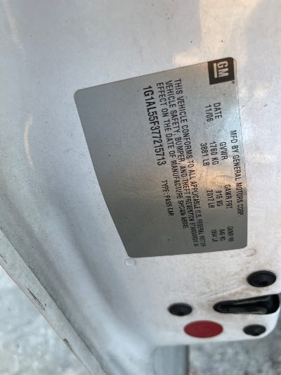 2007 Chevrolet Cobalt Location - GM - Row 40 - Stock # H51610