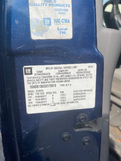 2005 Chevrolet TrailBlazer Location - GM - Row 40 - Stock # H51673