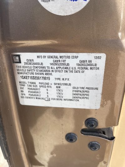2003 GMC Envoy Location - GM - Row 27 - Stock # H51920