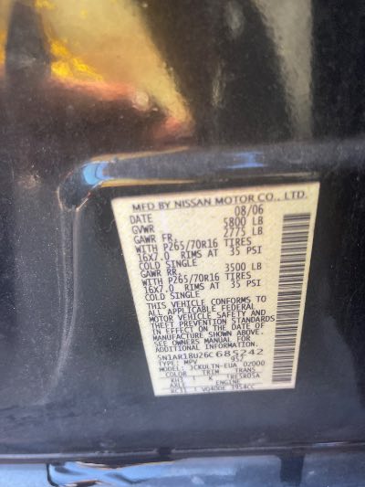 2006 Nissan Pathfinder Location - Imports - Row 8 - Stock # H51904
