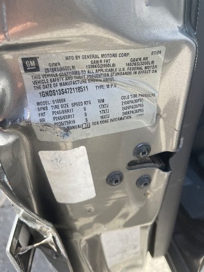 2007 Chevrolet TrailBlazer Location - GM - Row 29 - Stock # H52067