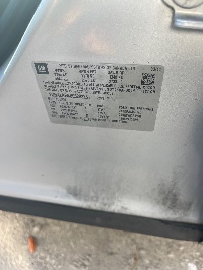 2014 Chevrolet Equinox Location - GM - Row 33 - Stock # H52100