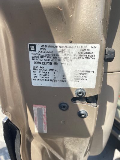 2004 Buick Rendezvous Location - GM - Row 30 - Stock # H52108