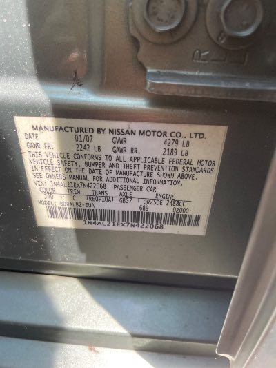 2007 Nissan Altima Location - Imports - Row 16 - Stock # H52045