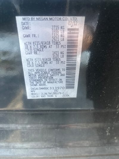 2013 Infiniti JX Location - Imports - Row 19 - Stock # H52172