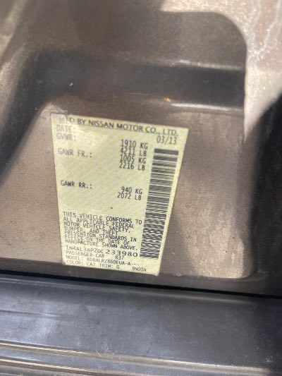 2013 Nissan Altima Location - Imports - Row 21 - Stock # H52241