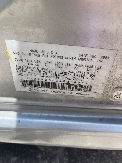 2004 Mitsubishi Galant Location - Imports - Row 23 - Stock # H52262