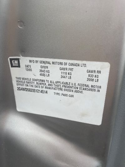 2006 Buick LaCrosse Location - GM - Row 33 - Stock # H52305