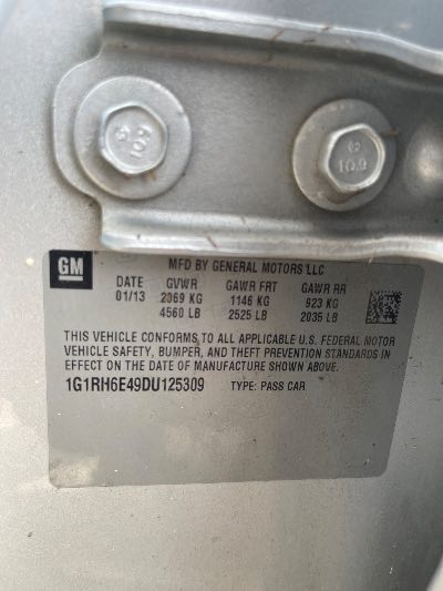 2013 Chevrolet Volt Location - GM - Row 34 - Stock # H52269