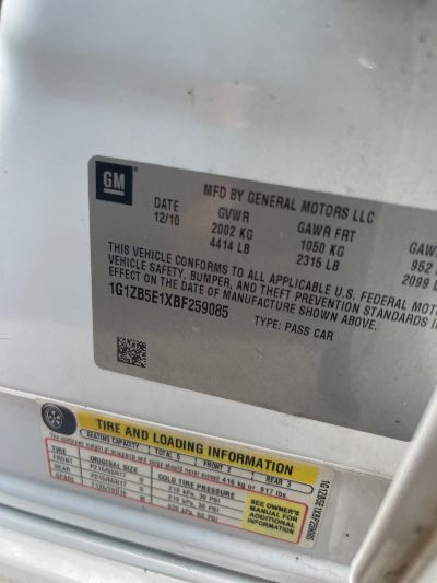 2011 Chevrolet Malibu Location - GM - Row 39 - Stock # H52641