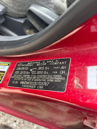 2003 Hyundai Elantra Location - Imports - Row 9 - Stock # H52690