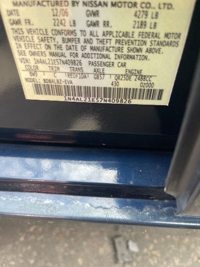 2007 Nissan Altima 2.5 FWD 4D Sedan 2.5 4cyl. Location - Imports - Row 9 - Stock # H52657